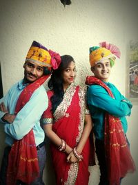 Portrait of siblings in traditional clothing