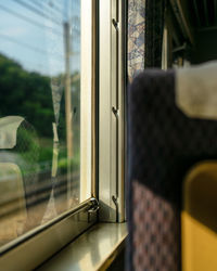 Train seen through window