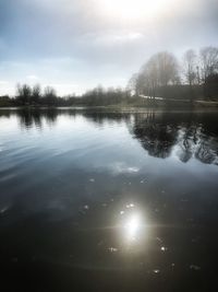 Scenic view of lake against sky