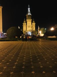 Illuminated building at night