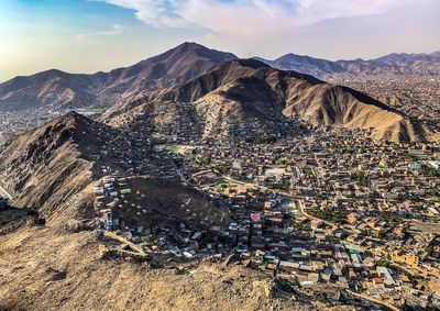 High angle view of buildings in town