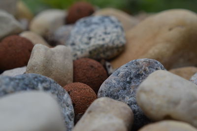 Close-up of stones on pebbles