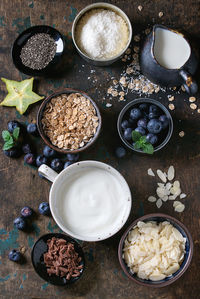 High angle view of food on table