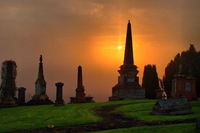 Tourists at sunset