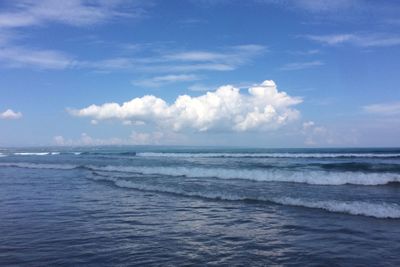 Scenic view of sea against cloudy sky