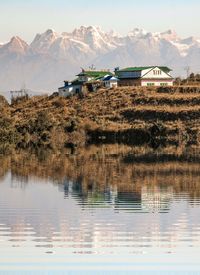 Scenic view of lake against mountains