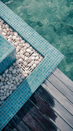 High angle view of pool over ocean 