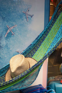 Hammock with straw hat