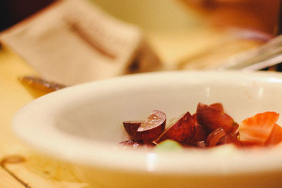 Close-up of cake in plate on table