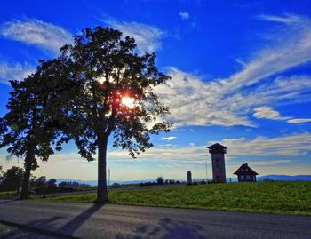 Scenic view of landscape against blue sky