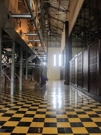 Illuminated corridor of building