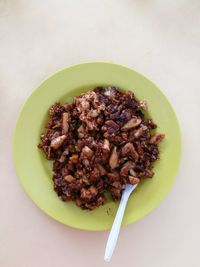 High angle view of food on table