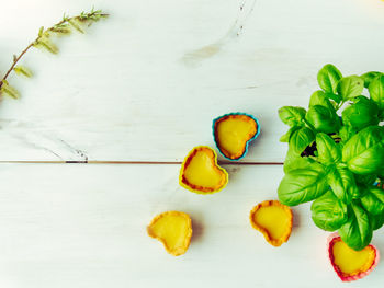 Close-up of fresh fruits on wood