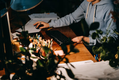 Man working on table