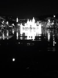 Illuminated buildings at night