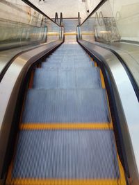 High angle view of empty escalator