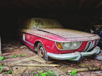 View of abandoned car