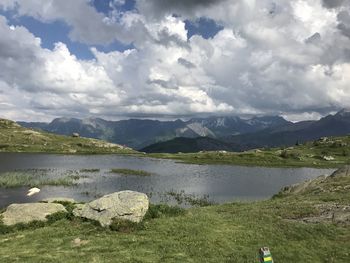 Scenic view of lake against sky