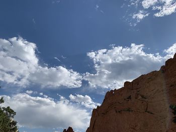 Low angle view of rocks against sky