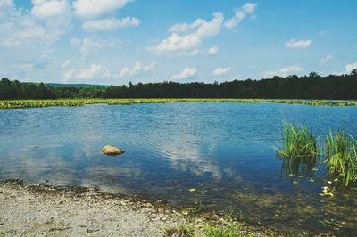 Scenic view of lake against sky