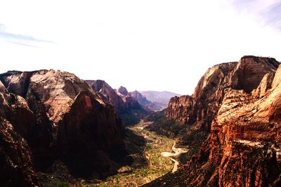 Scenic view of mountains against clear sky