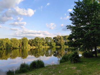 Scenic view of lake against sky