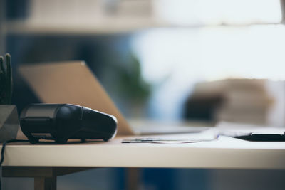 Close-up of laptop on table