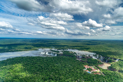 Aerial view of sea against sky