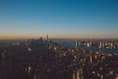 Aerial view of city at night