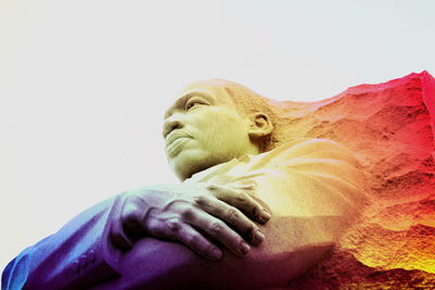 Low angle view of statue against clear sky