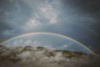 Low angle view of rainbow against sky