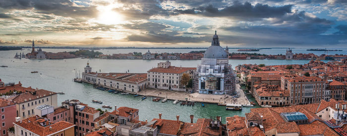 Aerial view of santa maria della salute church in venice