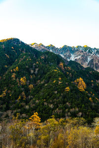 Scenic view of mountains against clear sky