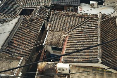 Low angle view of old building under construction
