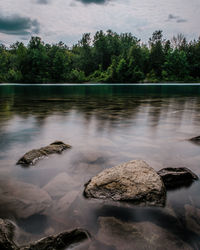 Scenic view of lake against sky