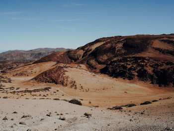 Scenic view of desert against clear sky