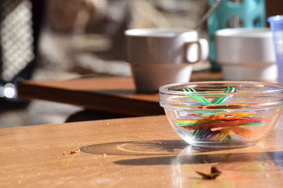 Close-up of glass of water on table