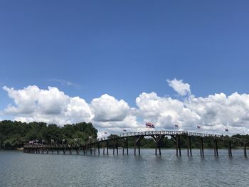 Bridge over river against sky