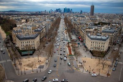 High angle view of city street