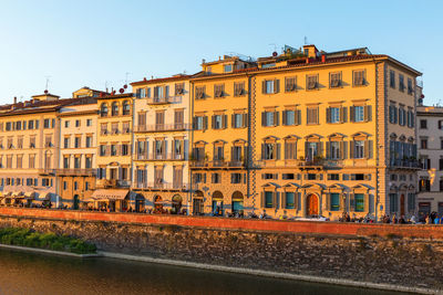 Residential buildings against clear sky