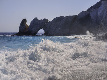 Scenic view of sea against clear sky