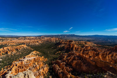 Aerial view of landscape against blue sky
