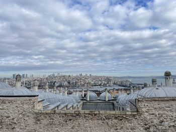 High angle view of townscape against sky