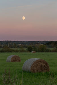 Scenic view of field against sky during sunset