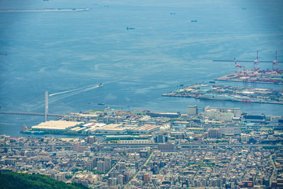 High angle view of cityscape against sky