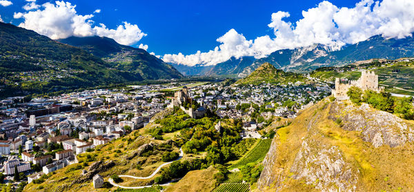 Panoramic shot of townscape against sky