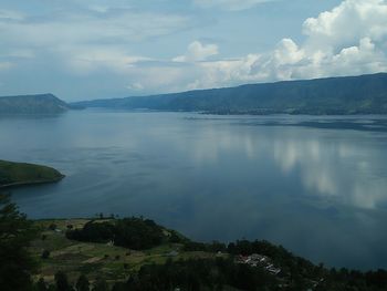 Scenic view of lake against sky