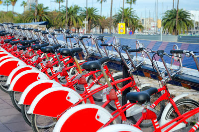 Bicycles in parking lot