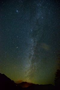 Silhouette landscape against starry sky