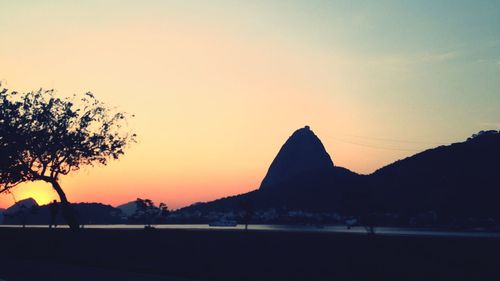 Scenic view of mountains at sunset